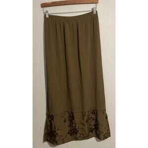 VTG Spencer Alexis Womens Maxi Skirt Size 6 Brown Floral Embroidered Fairy 90s